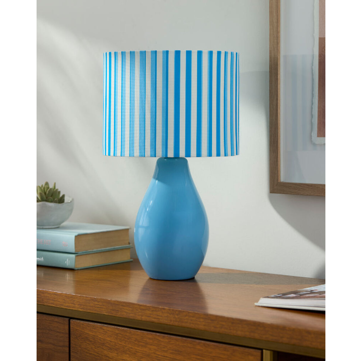 Modern European furniture - Striped Linen Ceramic Table Lamp - www.oroa.com | Oroa.com