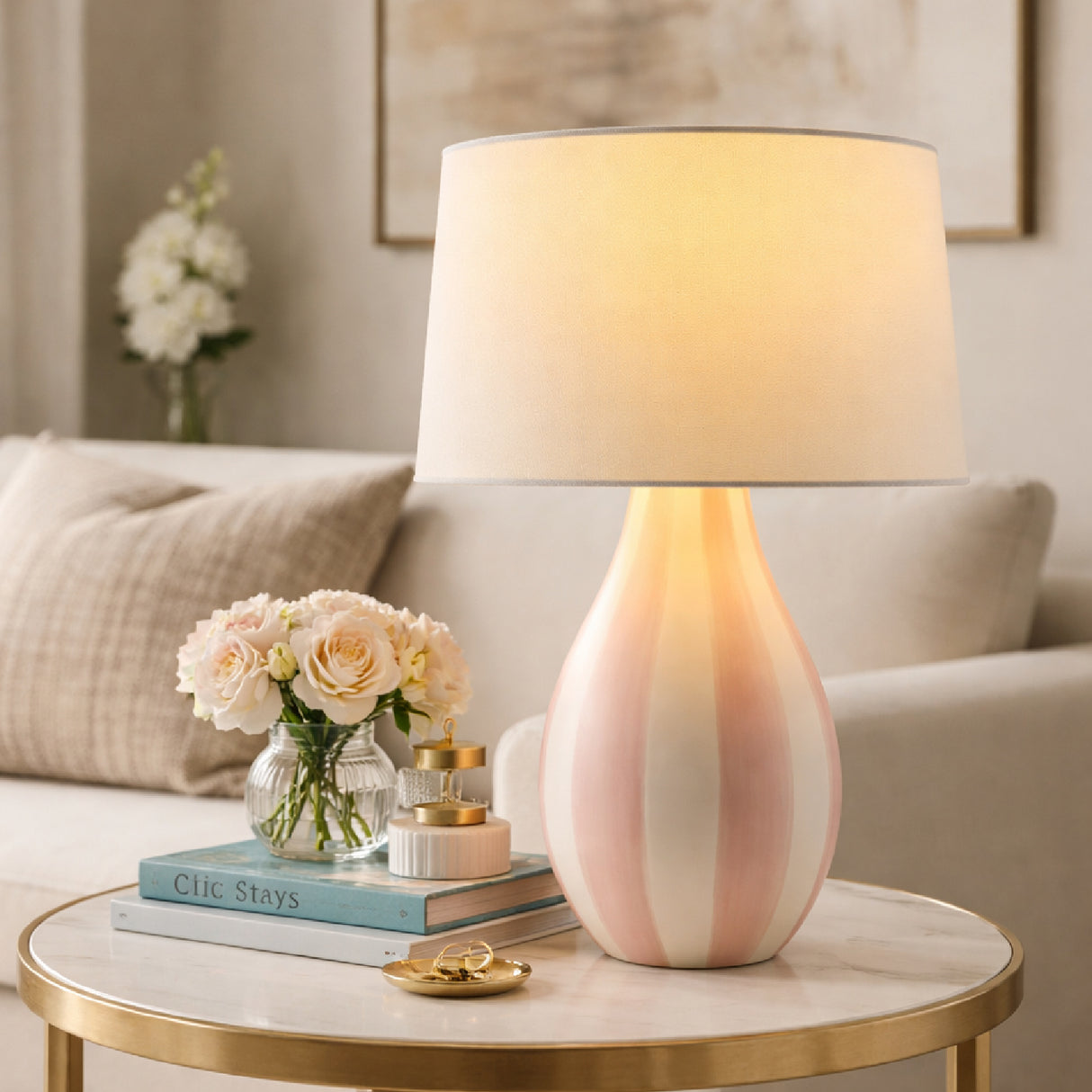 Modern European furniture - Hand-painted Striped Ceramic Table Lamp - www.oroa.com | Oroa.com