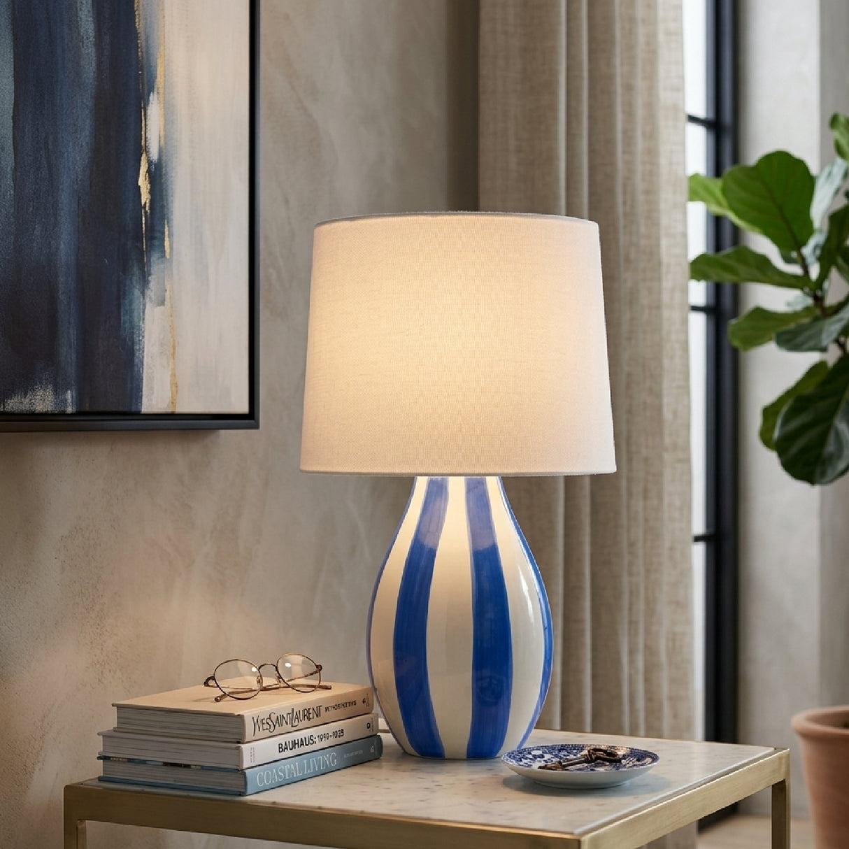 Modern European furniture - Hand-painted Striped Ceramic Table Lamp - www.oroa.com | Oroa.com