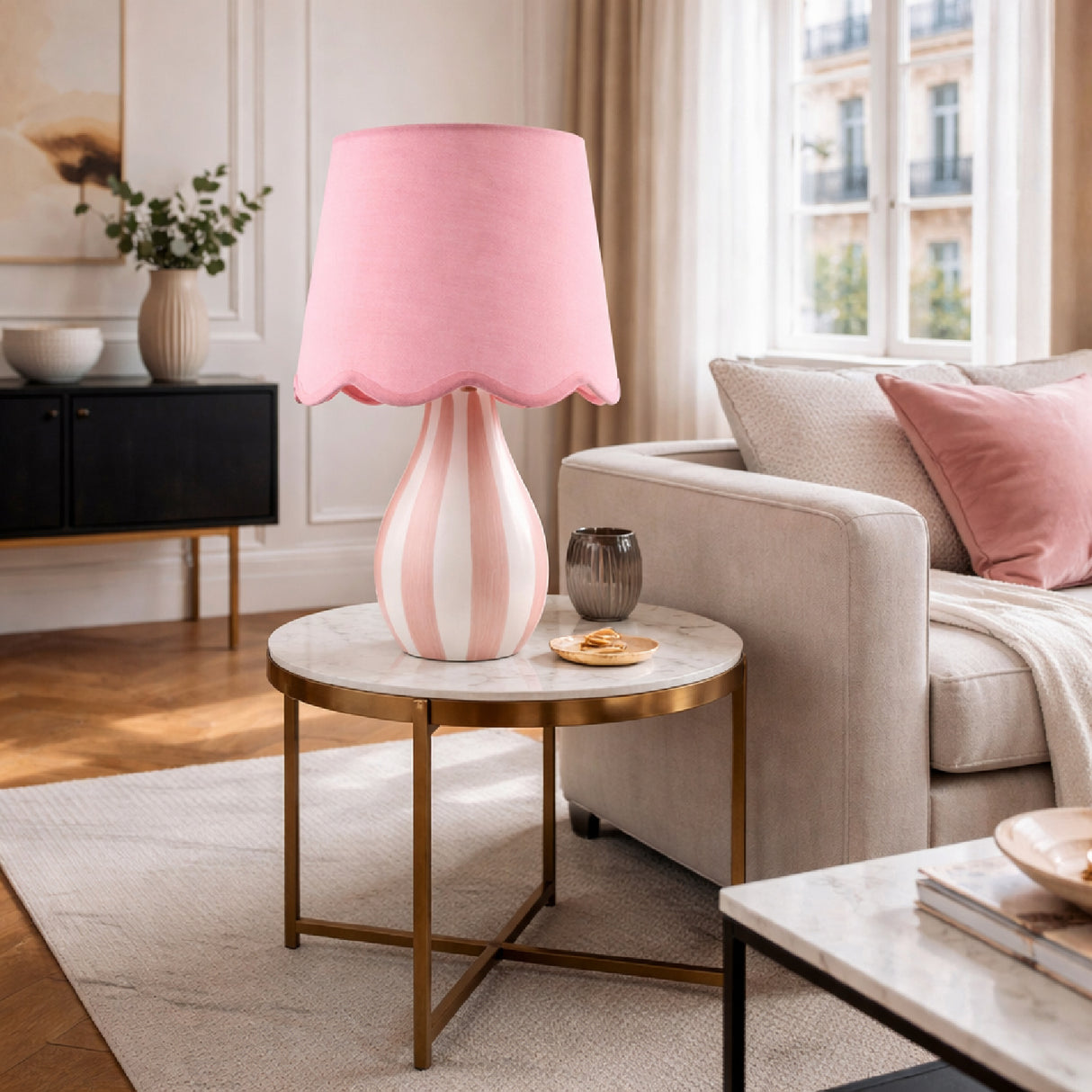 Modern European furniture - Striped Ceramic Seagrass Table Lamp - www.oroa.com | Oroa.com