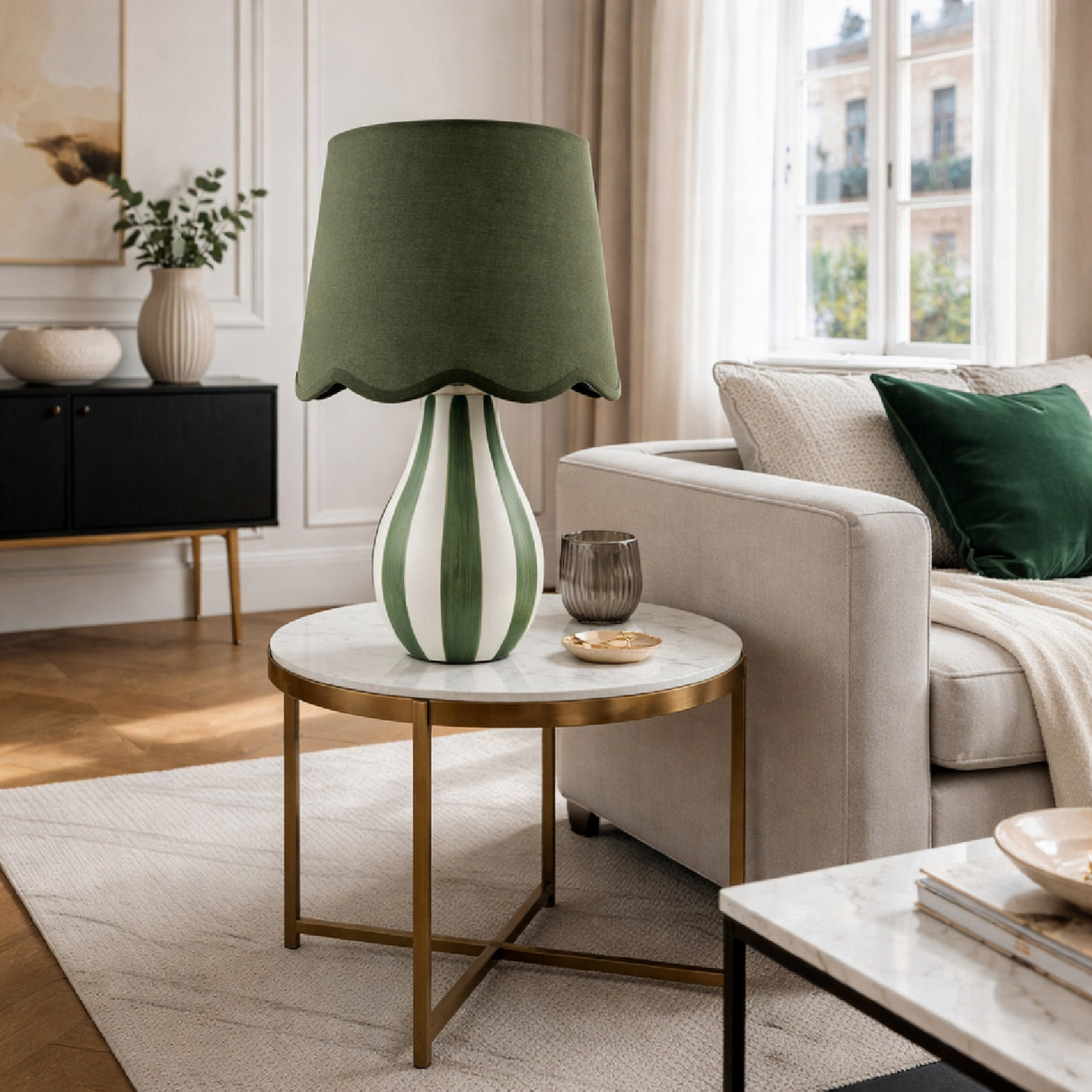 Modern European furniture - Striped Ceramic Seagrass Table Lamp - www.oroa.com | Oroa.com