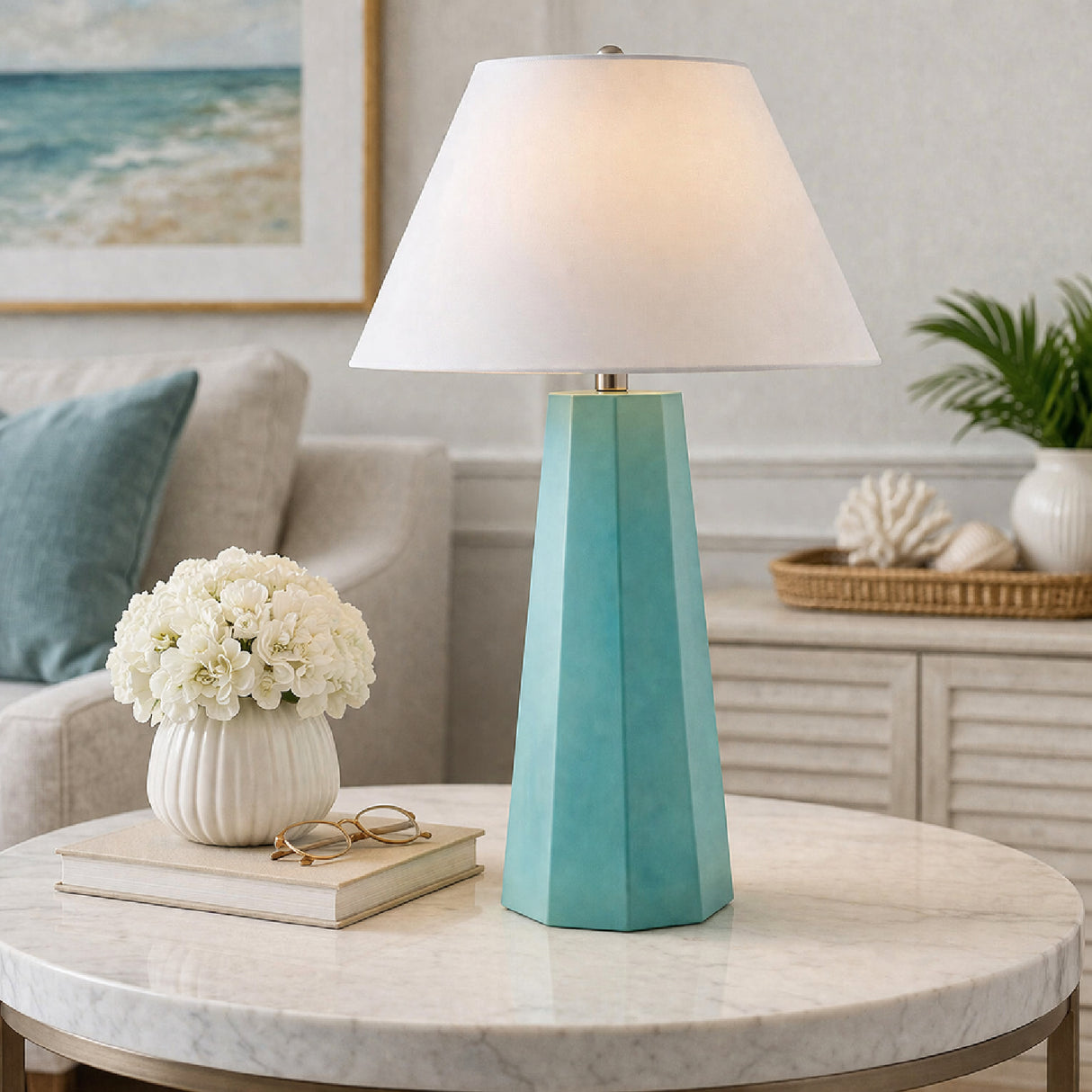 Modern European furniture - Painted Cement Linen Table Lamp - www.oroa.com | Oroa.com