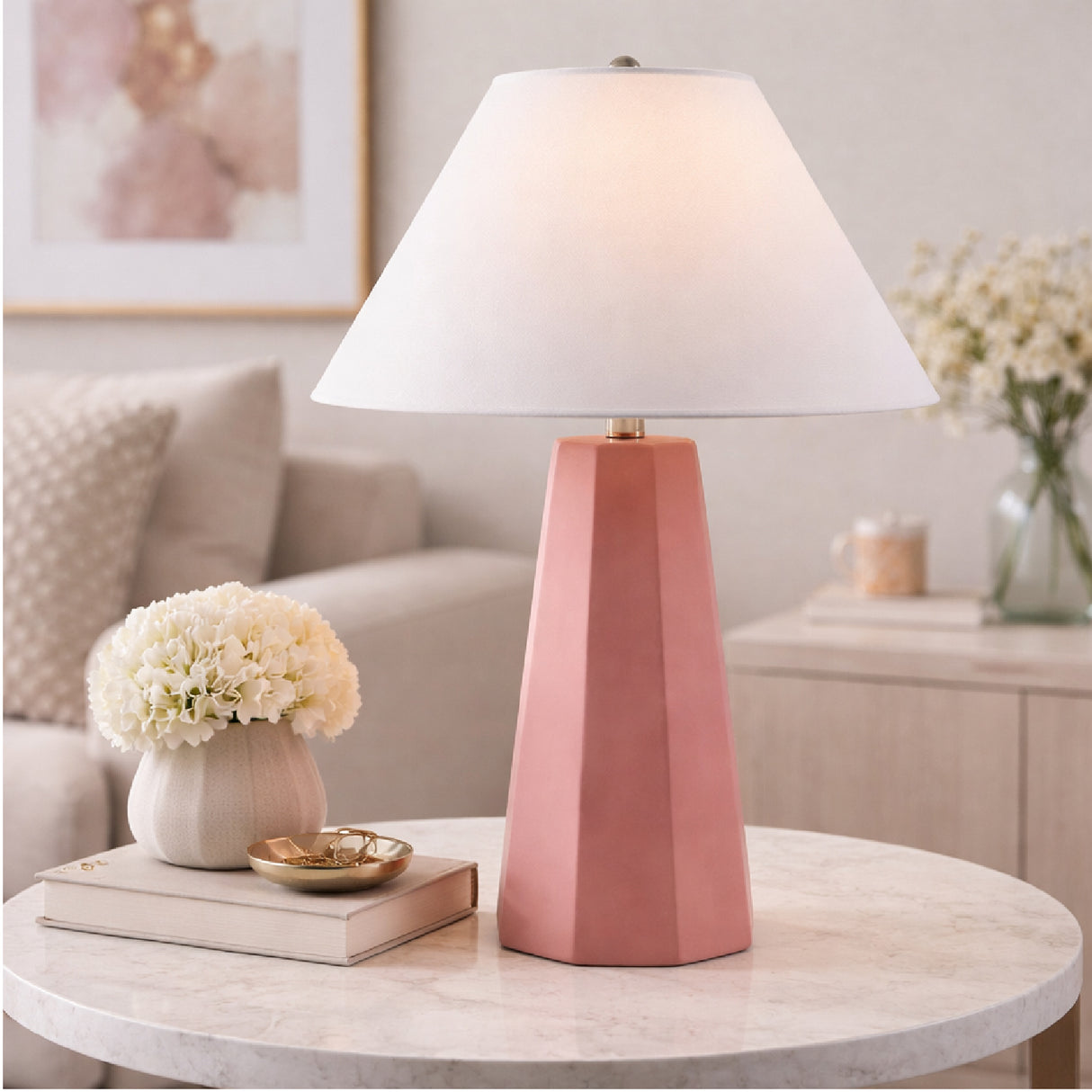Modern European furniture - Painted Cement Linen Table Lamp - www.oroa.com | Oroa.com