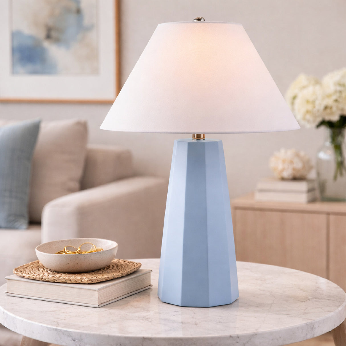 Modern European furniture - Painted Cement Linen Table Lamp - www.oroa.com | Oroa.com