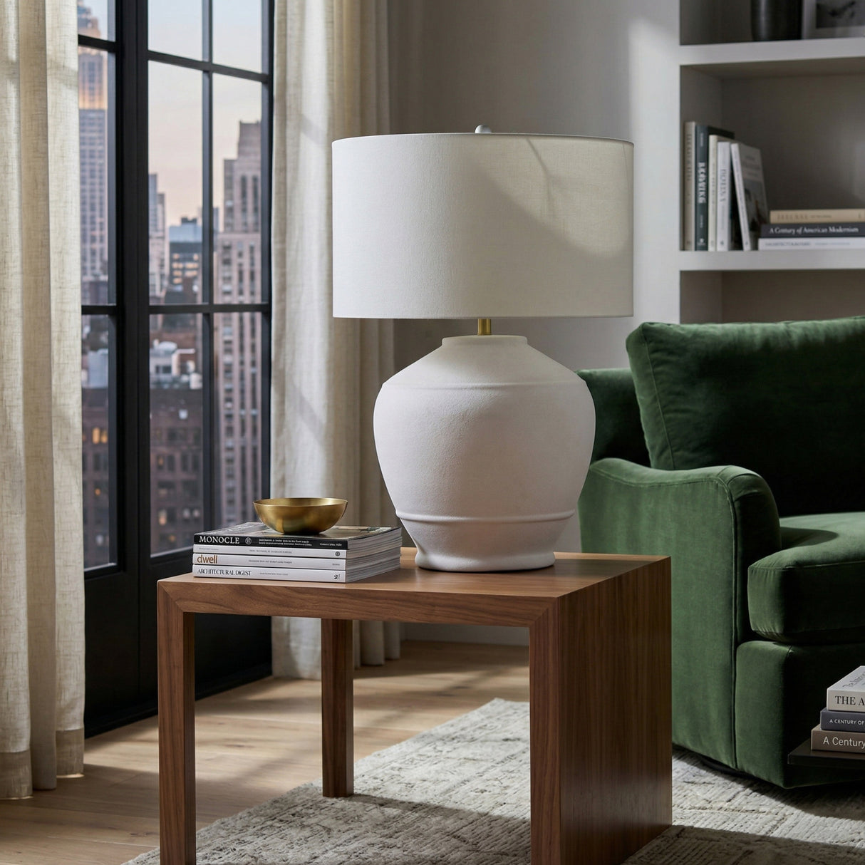 Modern European furniture - Glazed White Ceramic Table Lamp - www.oroa.com | Oroa.com