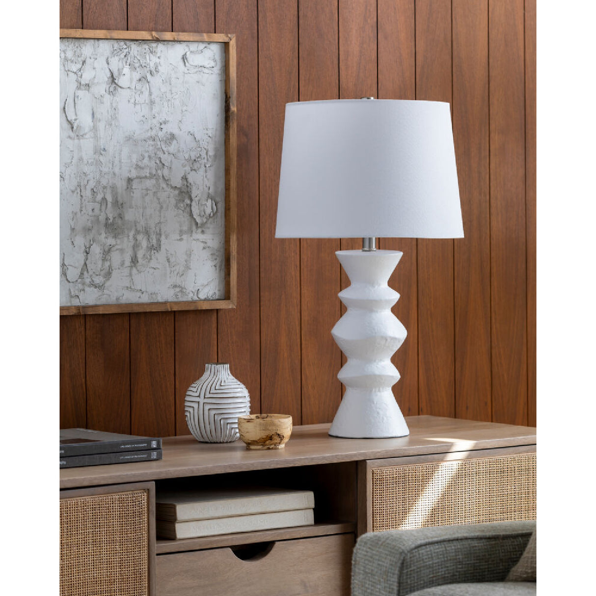 Modern European furniture - White Ceramic Sculpted Table Lamp - www.oroa.com | Oroa.com