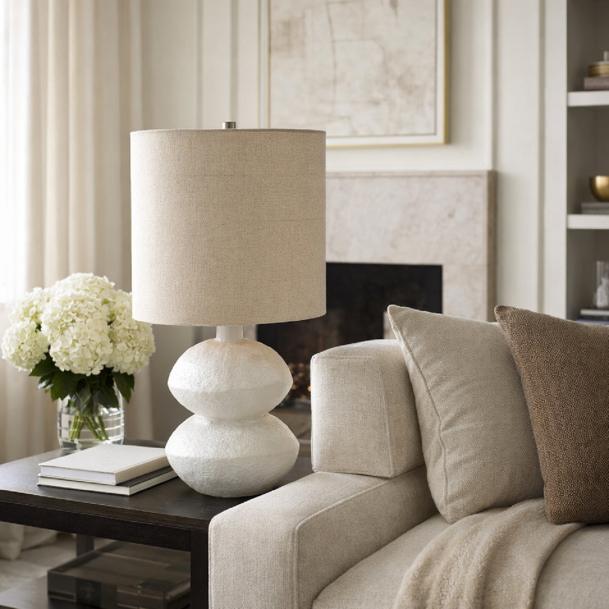 Modern European furniture - White Sculptured Ceramic Table Lamp - www.oroa.com | Oroa.com