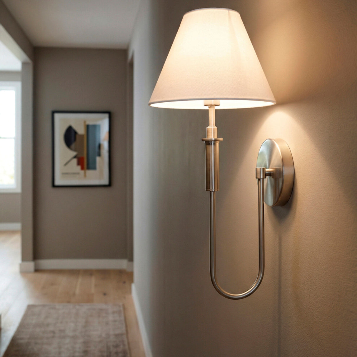 Modern European furniture - White Linen Silver Wall Lamp - www.oroa.com | Oroa.com