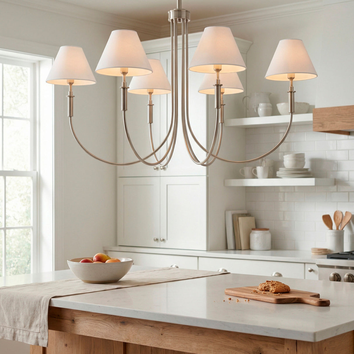 Modern European furniture - Linen Shade 6-Light Chandelier - www.oroa.com | Oroa.com