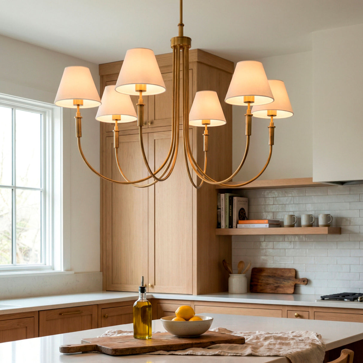 Modern European furniture - Linen Shade 6-Light Chandelier - www.oroa.com | Oroa.com