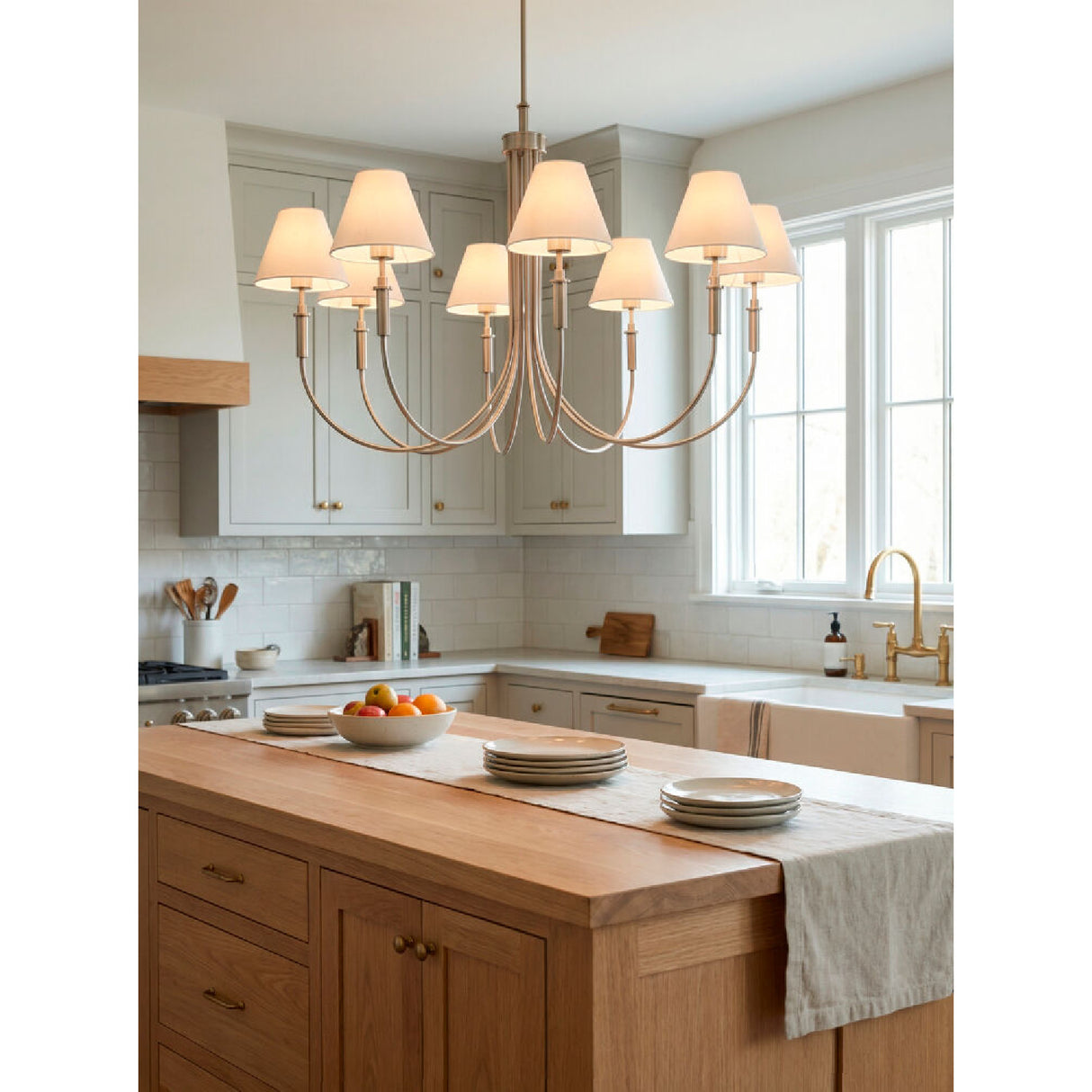 Modern European furniture - Linen Shade 8-Light Chandelier - www.oroa.com | Oroa.com