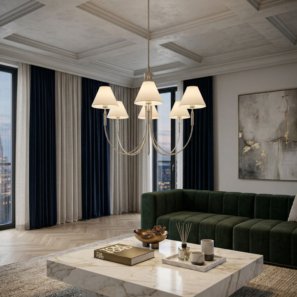 Modern European furniture - Linen Shade 8-Light Chandelier - www.oroa.com | Oroa.com