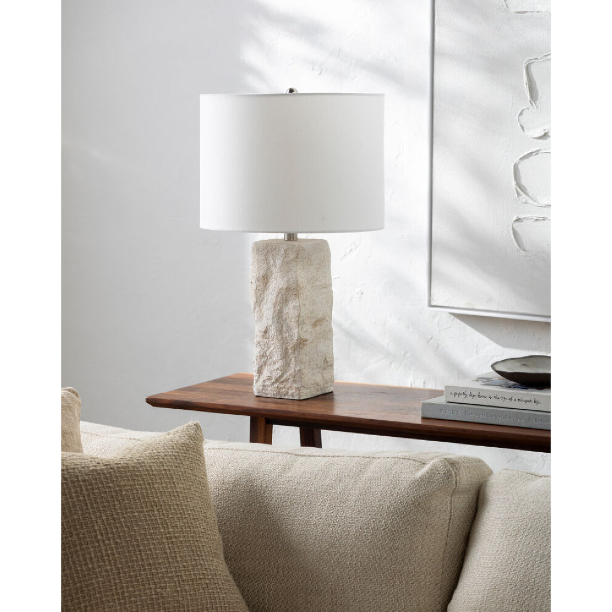 Modern European furniture - White Organic Textured Table Lamp - www.oroa.com | Oroa.com