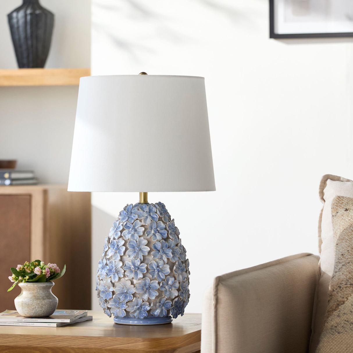 Modern European furniture - Blue Floral Ceramic Table Lamp - www.oroa.com | Oroa.com