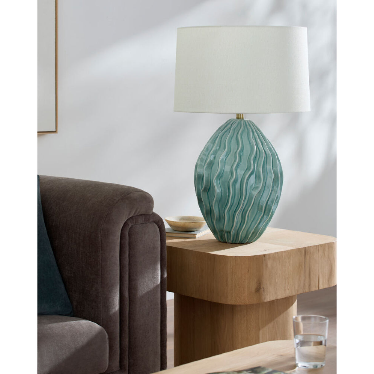 Modern European furniture - Green Ceramic Embossed Table Lamp - www.oroa.com | Oroa.com