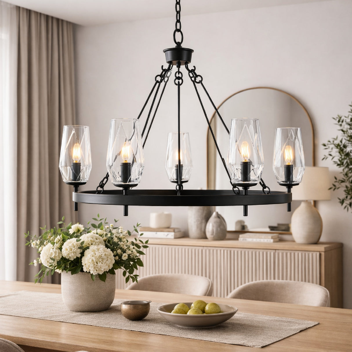 Modern European furniture - Faceted Clear Glass Chandelier - www.oroa.com | Oroa.com