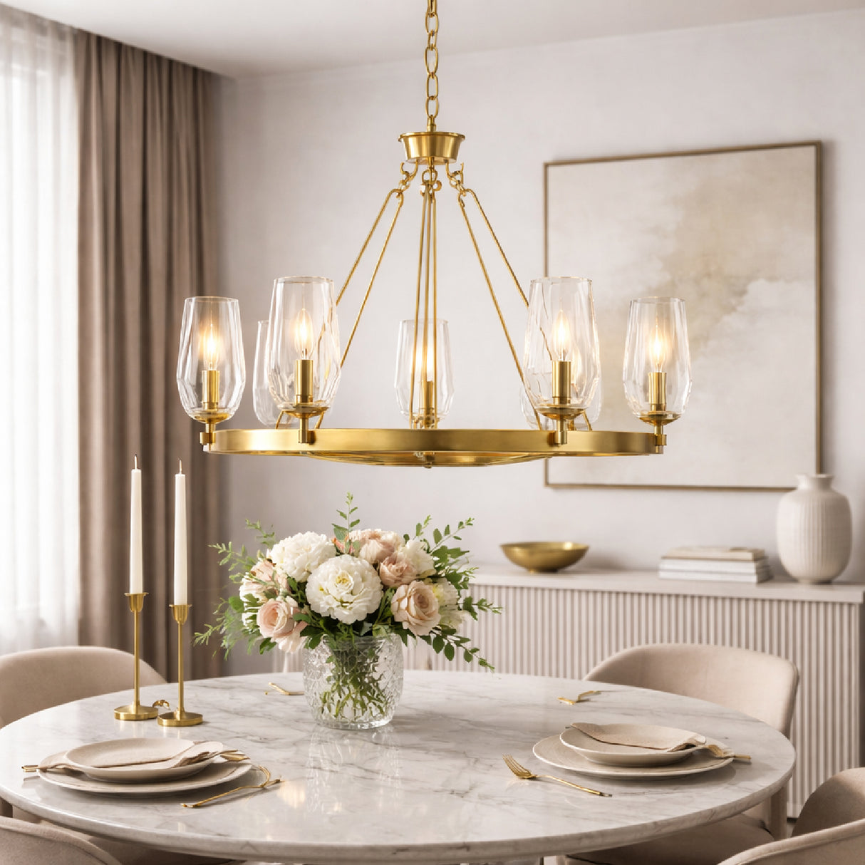 Modern European furniture - Faceted Clear Glass Chandelier - www.oroa.com | Oroa.com
