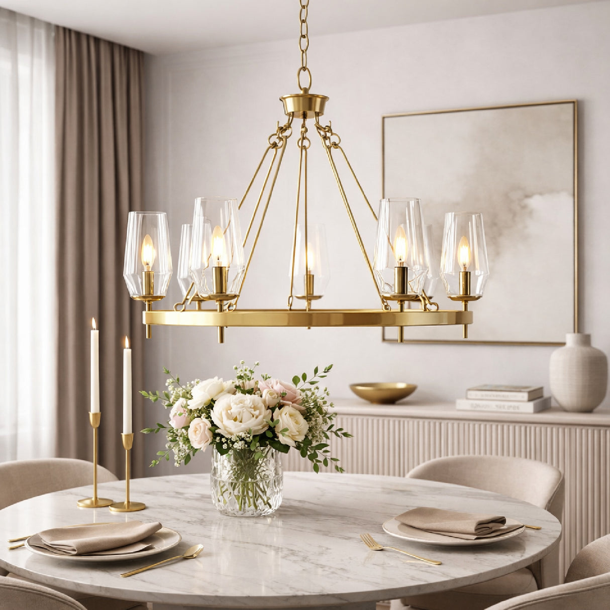 Modern European furniture - Faceted Clear Glass Chandelier - www.oroa.com | Oroa.com