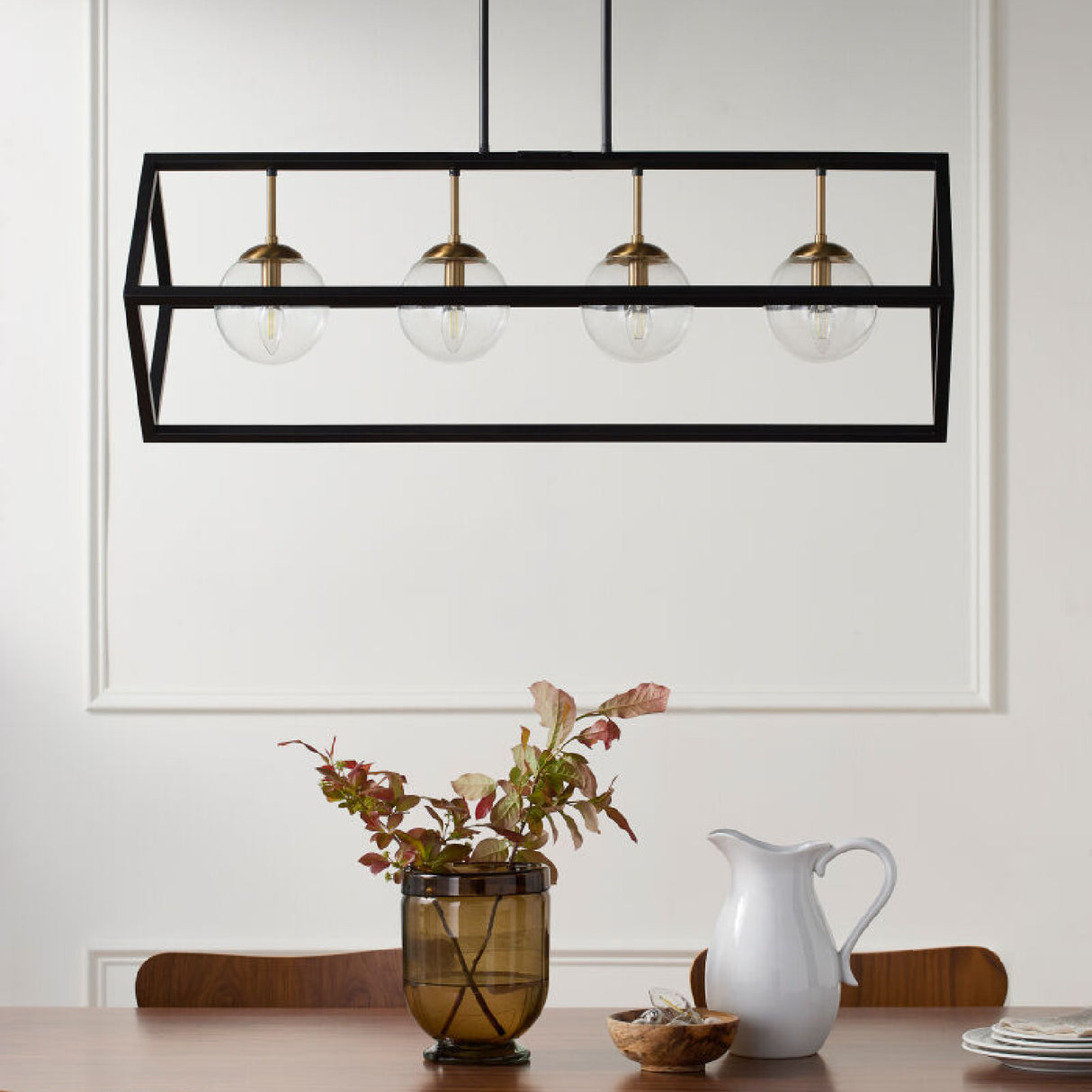 Modern European furniture - Black Iron Framed 4-Light Chandelier - www.oroa.com | Oroa.com