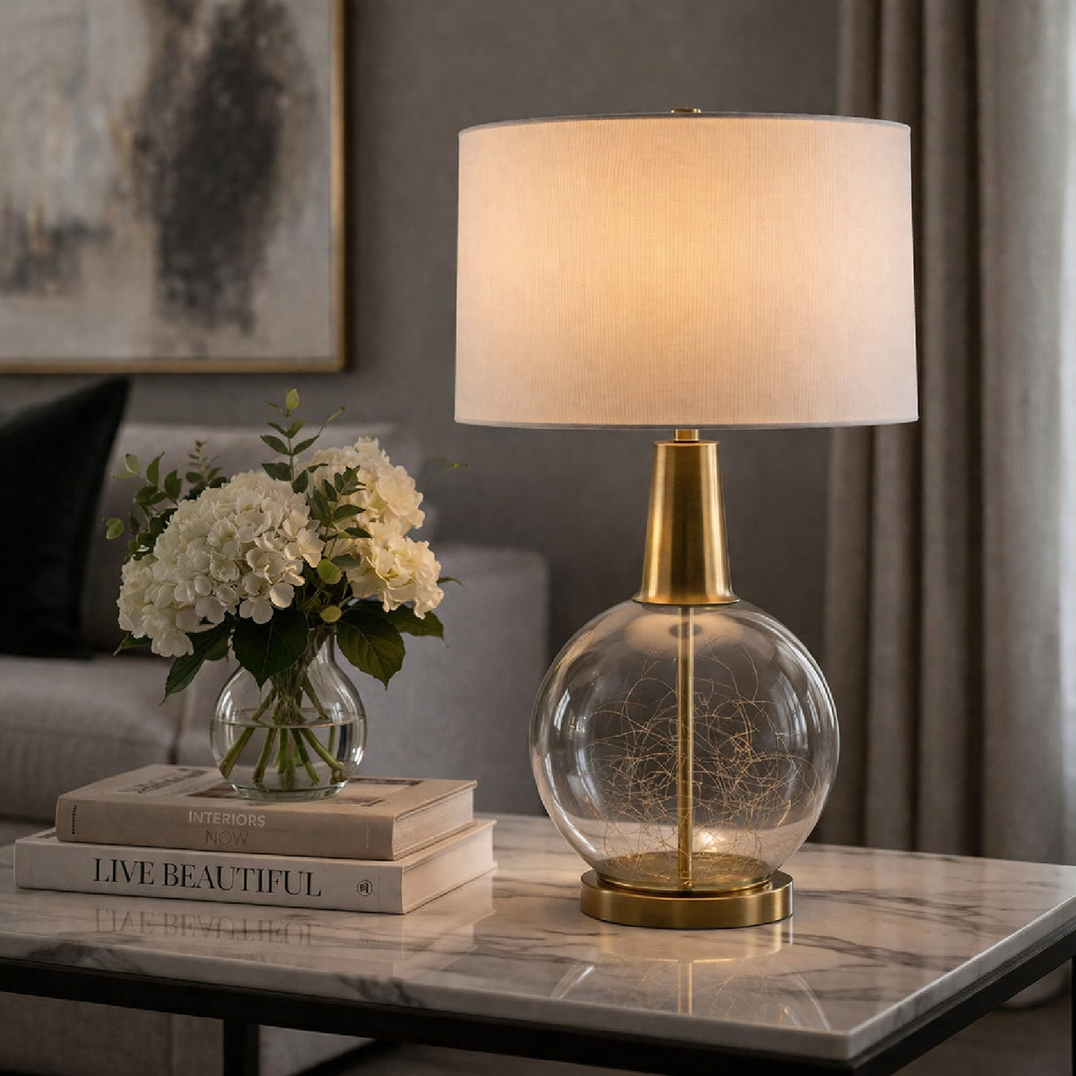 Modern European furniture - Clear Glass Base Table Lamp S - www.oroa.com | Oroa.com