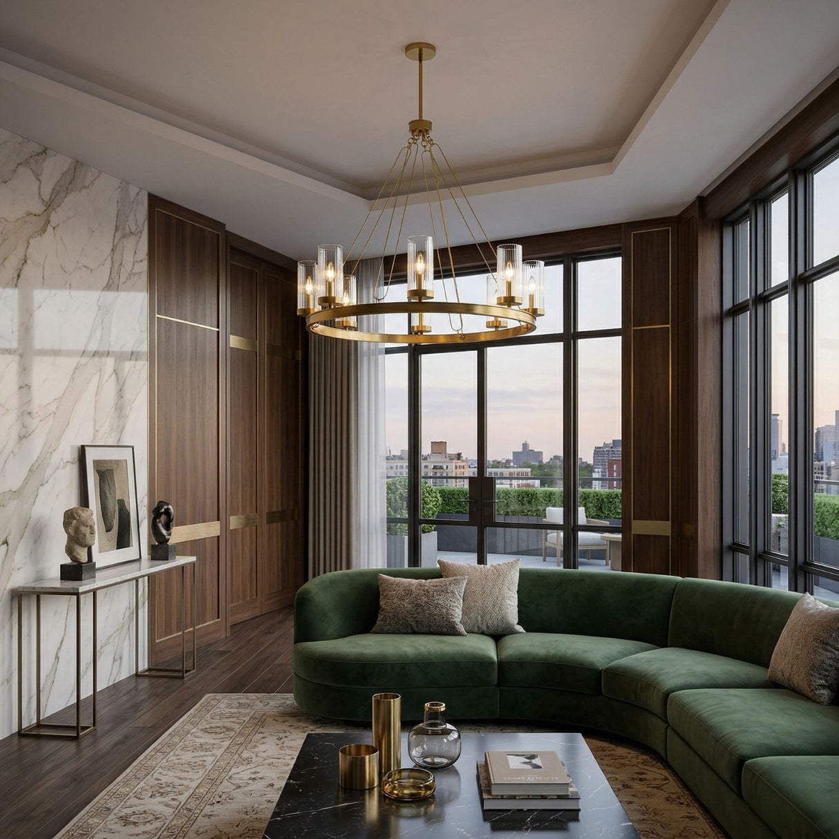 Modern European furniture - Cylindrical Glass 8-Light Chandelier L - www.oroa.com | Oroa.com