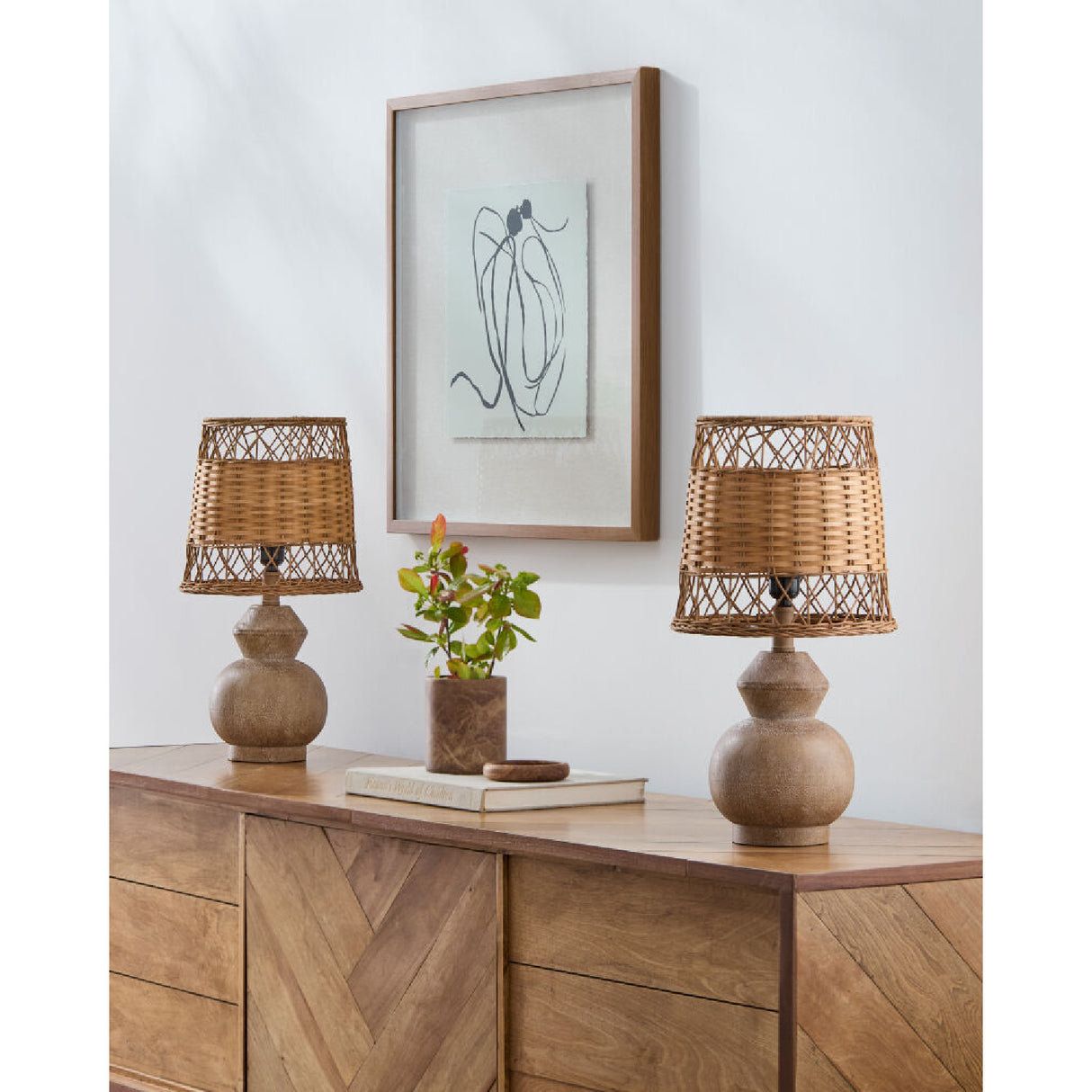 Modern European furniture - Brown Rattan Accent Table Lamps (2) - www.oroa.com | Oroa.com