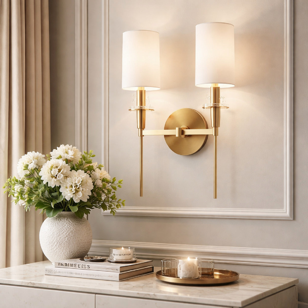 Modern European furniture - White Dual-Shade Wall Lamp - www.oroa.com | Oroa.com