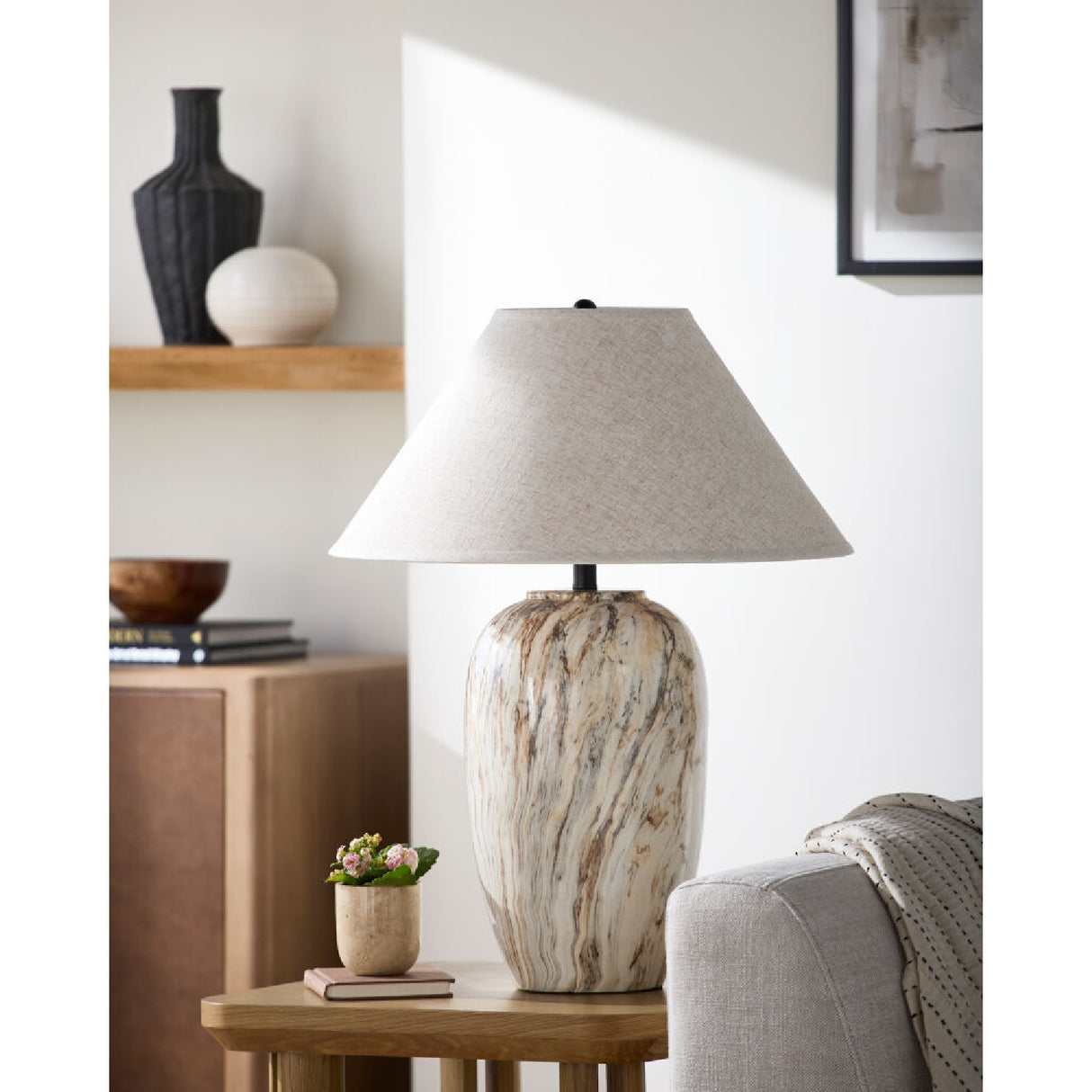Modern European furniture - Glazed Brown Ceramic Table Lamp - www.oroa.com | Oroa.com