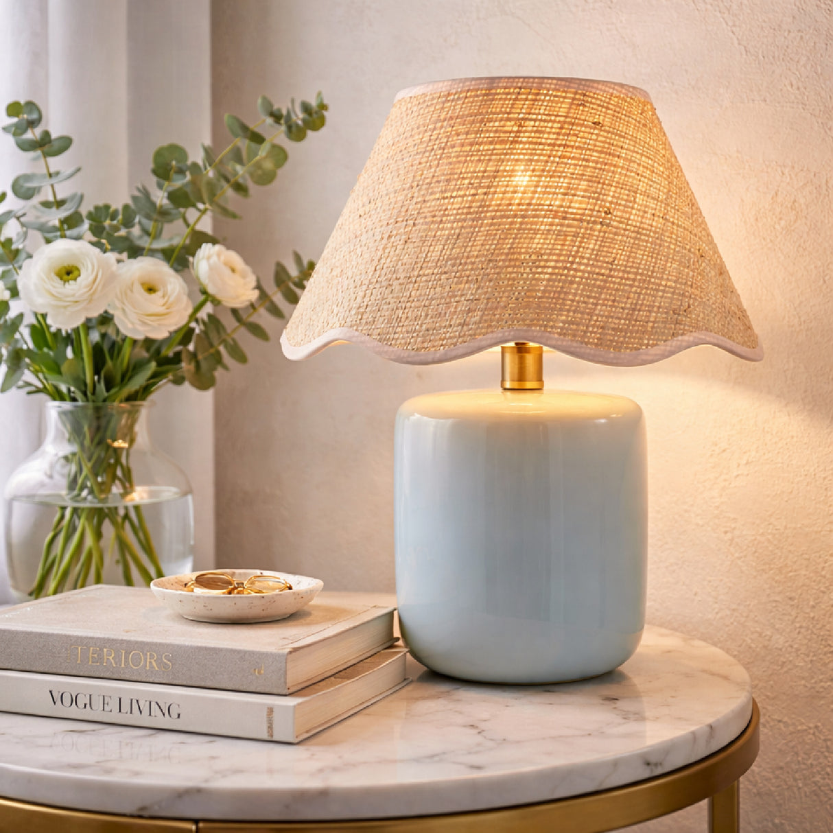 Modern European furniture - Scalloped Edge Seagrass Table Lamp - www.oroa.com | Oroa.com
