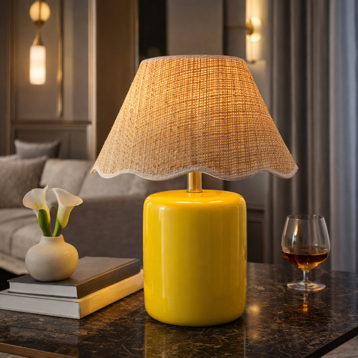 Modern European furniture - Scalloped Edge Seagrass Table Lamp - www.oroa.com | Oroa.com