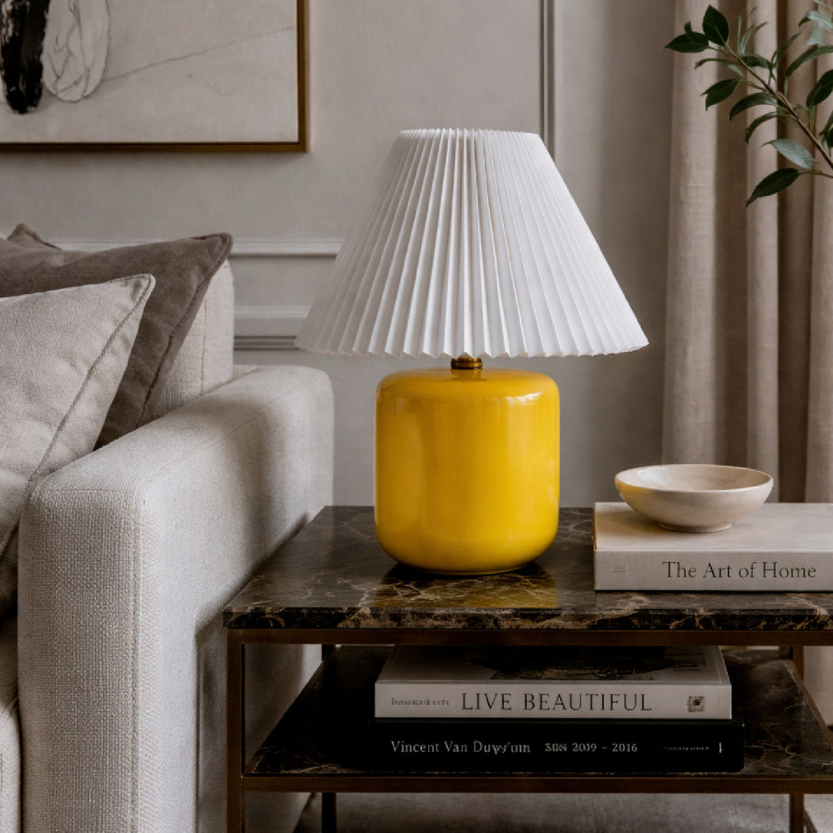 Modern European furniture - Ceramic Pleated Linen Table Lamp - www.oroa.com | Oroa.com