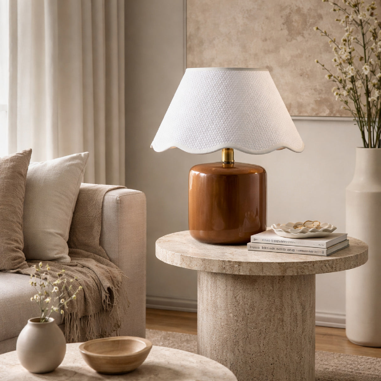 Modern European furniture - Scalloped Seagrass Ceramic Table Lamp - www.oroa.com | Oroa.com