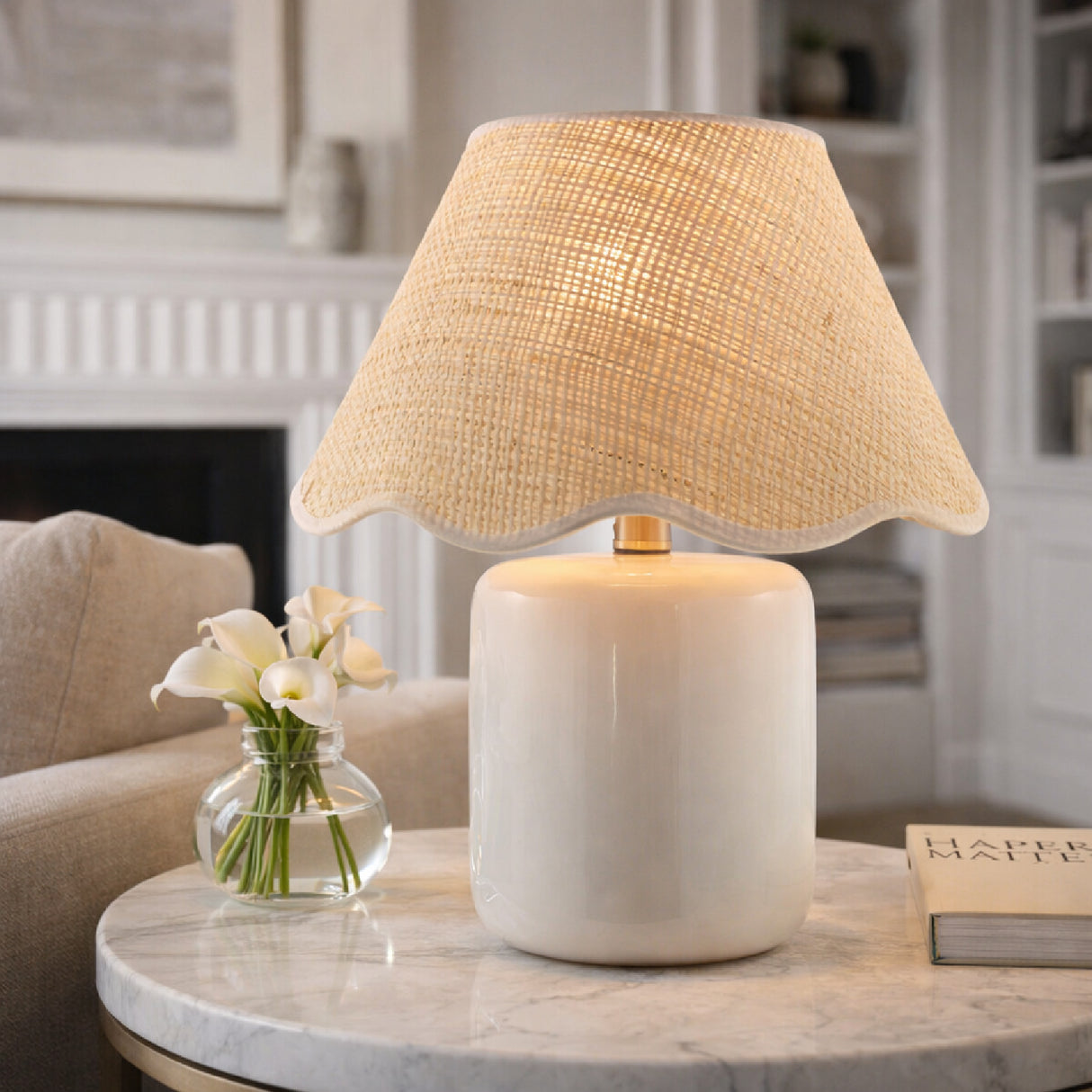 Modern European furniture - Scalloped Edge Seagrass Table Lamp - www.oroa.com | Oroa.com