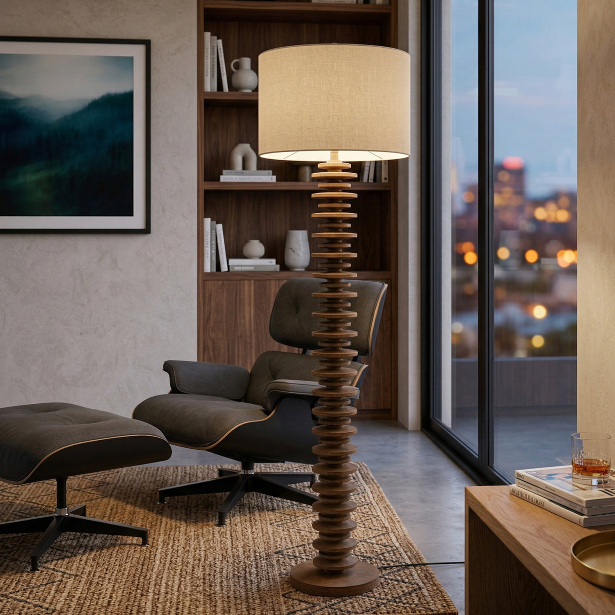 Modern European furniture - Beige Stacked Base Floor Lamp - www.oroa.com | Oroa.com