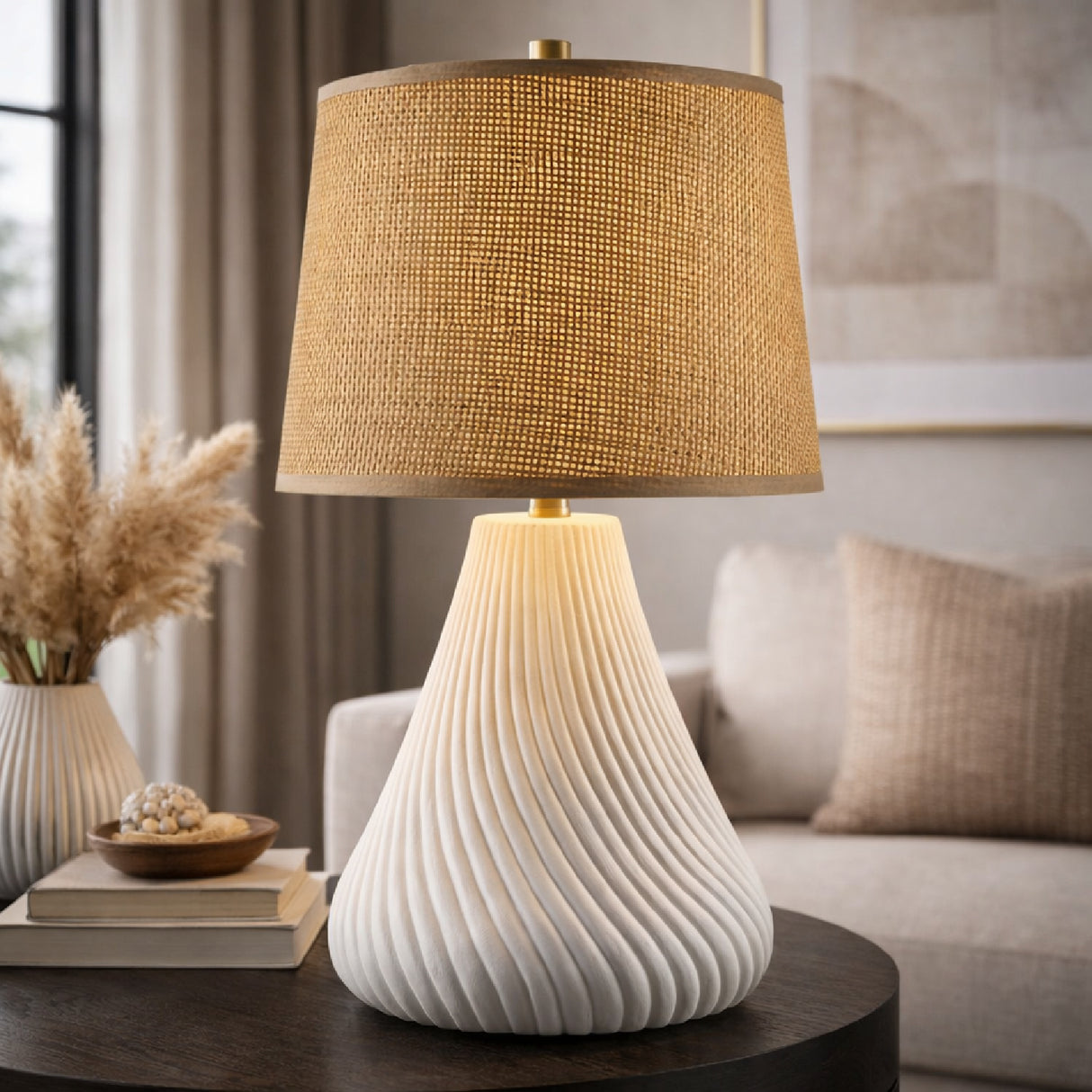 Modern European furniture - Brown Rattan Shade Table Lamp - www.oroa.com | Oroa.com