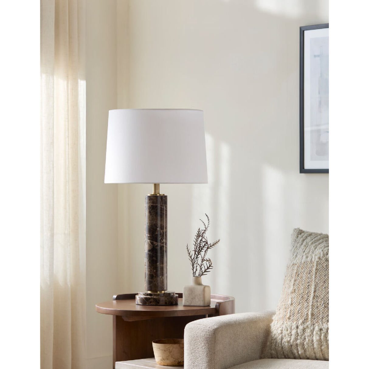 Modern European furniture - Brushed Marble Tube Table Lamp - www.oroa.com | Oroa.com