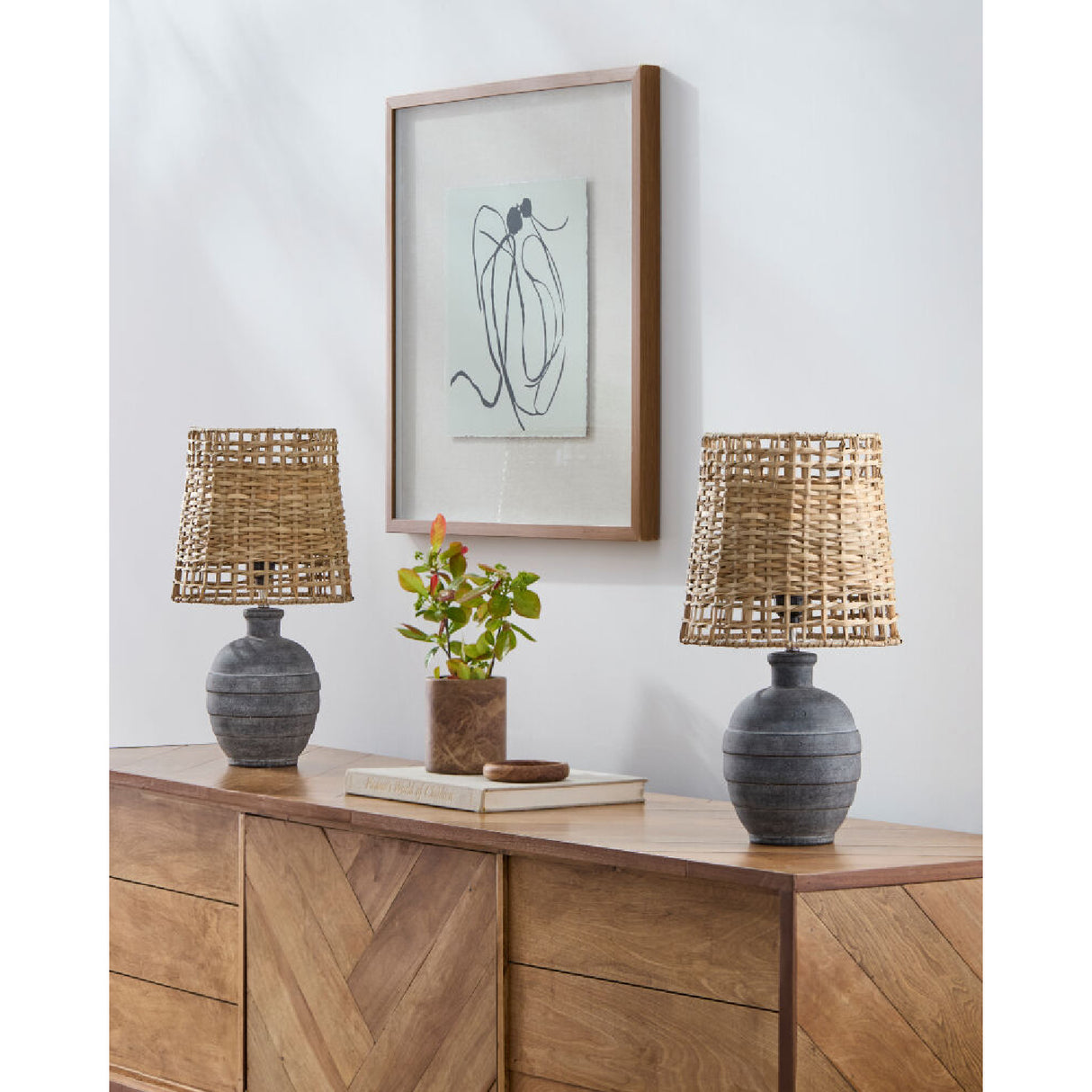 Modern European furniture - Woven Seagrass Ceramic Table Lamps (2) - www.oroa.com | Oroa.com