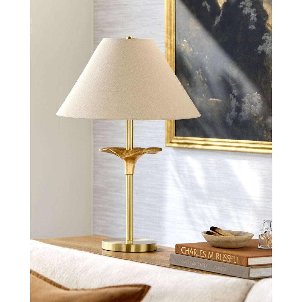 Modern European furniture - Beige Linen Empire Table Lamp - www.oroa.com | Oroa.com