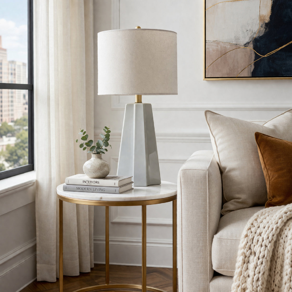 Modern European furniture - Faceted Ceramic Accent Table Lamp - www.oroa.com | Oroa.com