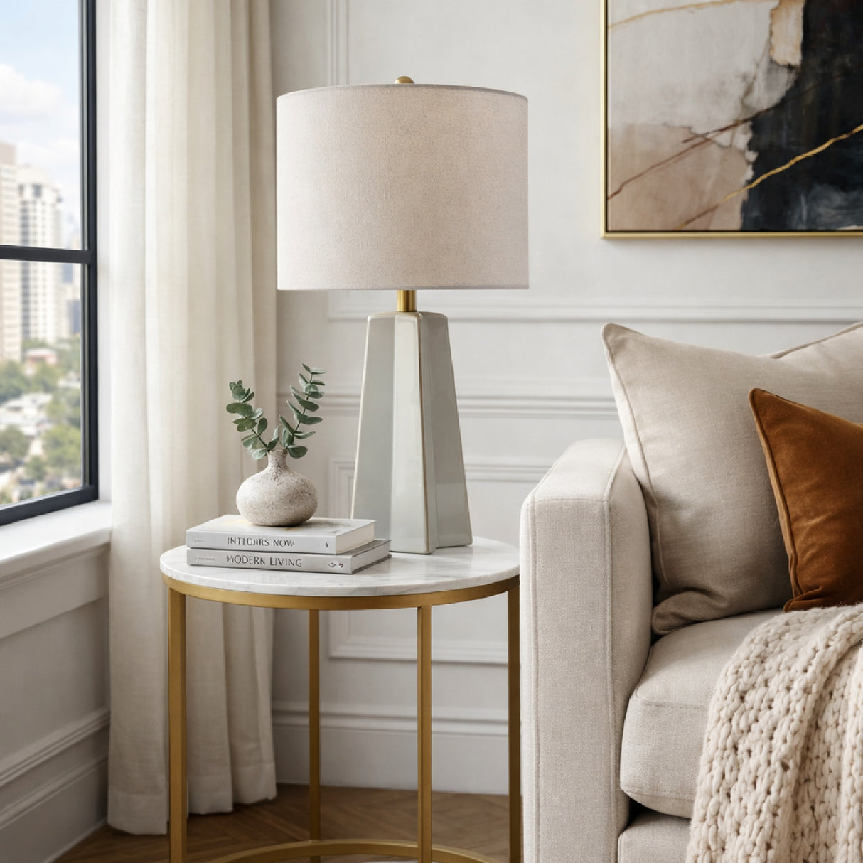 Modern European furniture - Faceted Ceramic Accent Table Lamp - www.oroa.com | Oroa.com