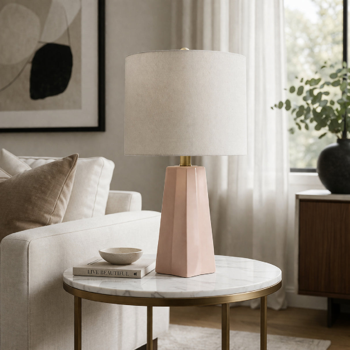 Modern European furniture - Faceted Ceramic Accent Table Lamp - www.oroa.com | Oroa.com