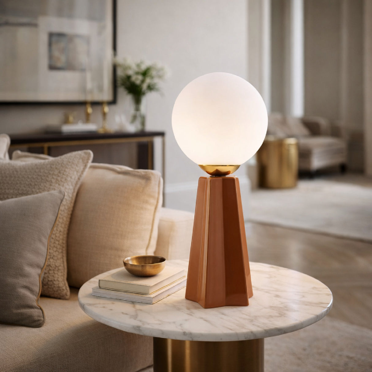 Modern European furniture - White Glass Globe Table Lamp - www.oroa.com | Oroa.com