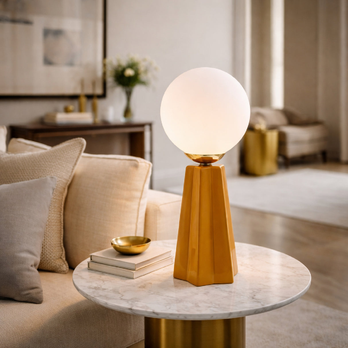Modern European furniture - White Glass Globe Table Lamp - www.oroa.com | Oroa.com
