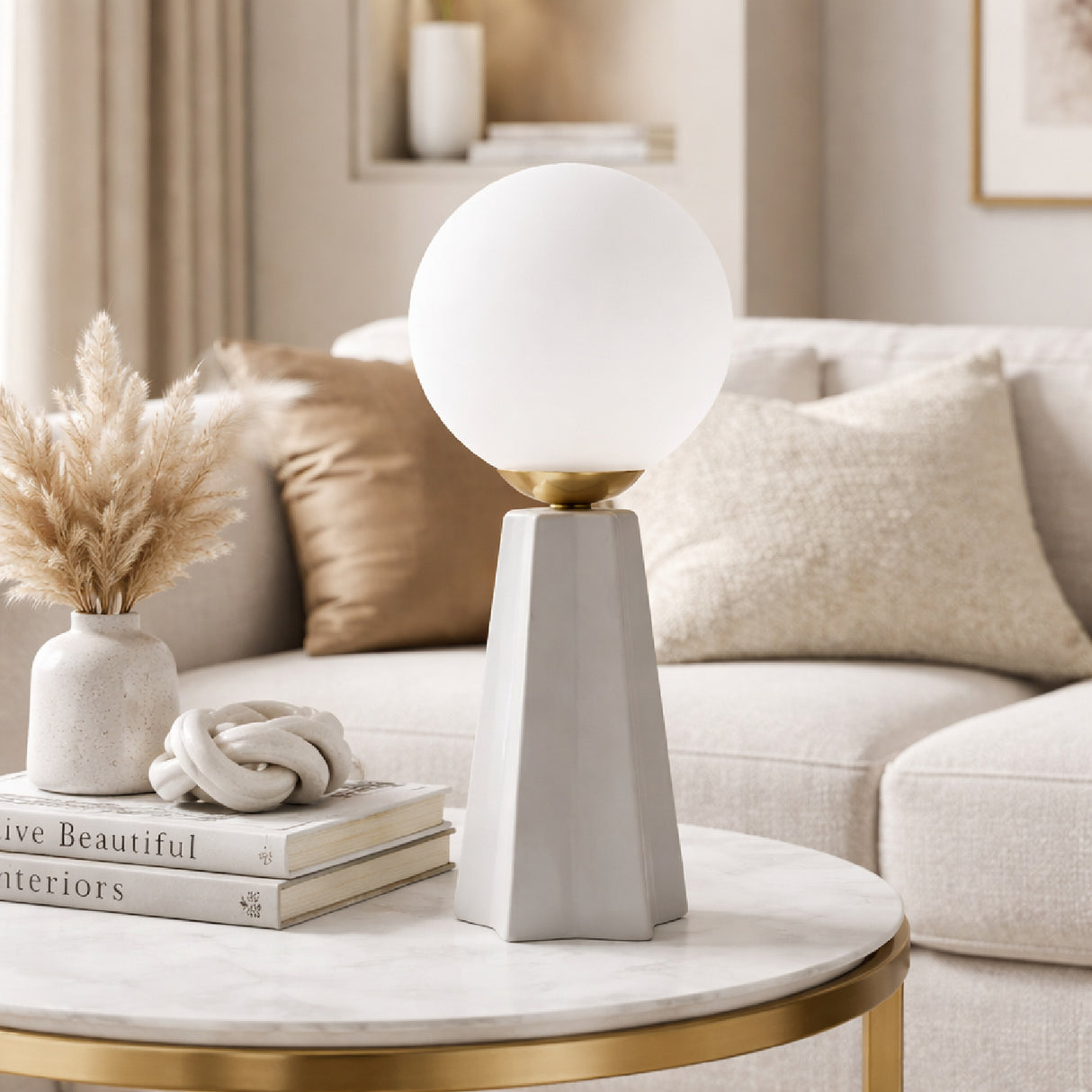 Modern European furniture - White Glass Globe Table Lamp - www.oroa.com | Oroa.com