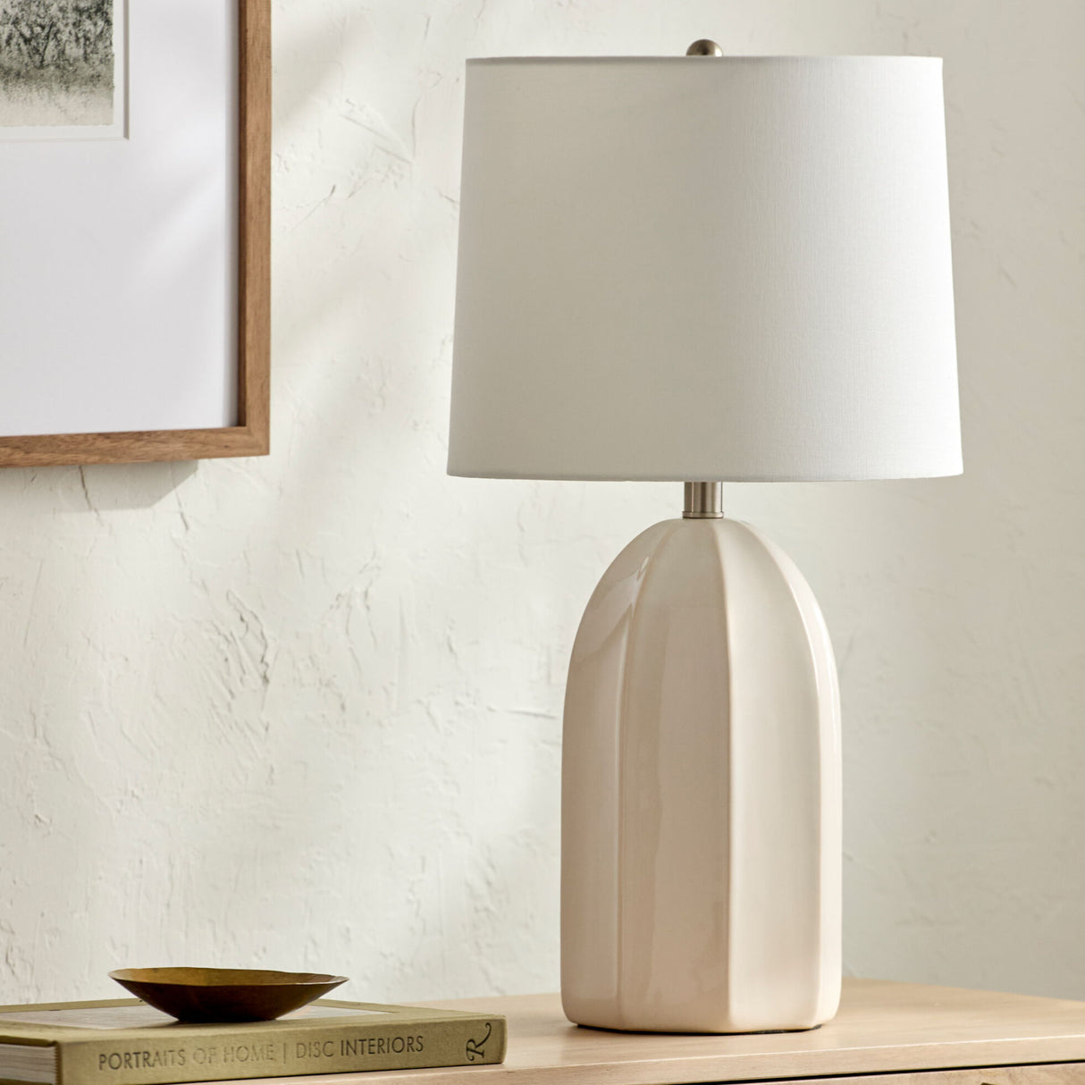 Modern European furniture - Glazed Ceramic Linen Table Lamp - www.oroa.com | Oroa.com