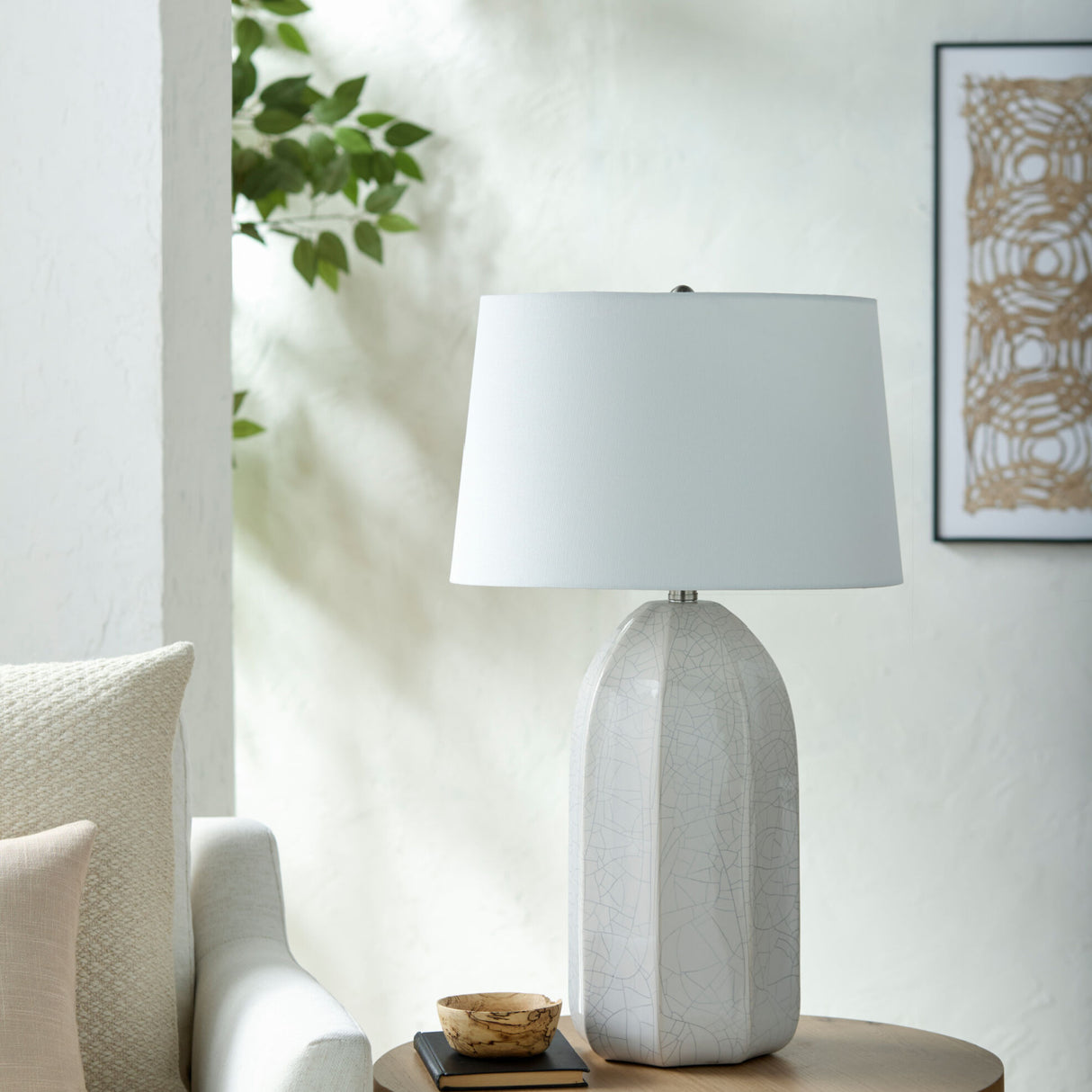 Modern European furniture - Glazed Ceramic Linen Table Lamp - www.oroa.com | Oroa.com