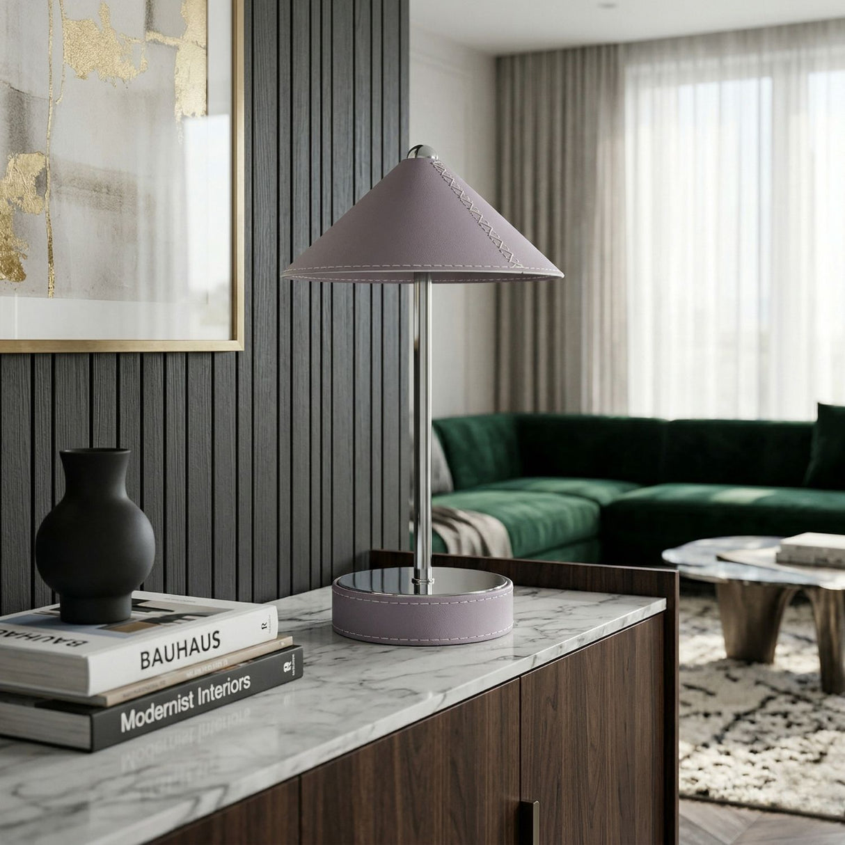 Modern European furniture - Empire Leather Shade Table Lamp - www.oroa.com | Oroa.com