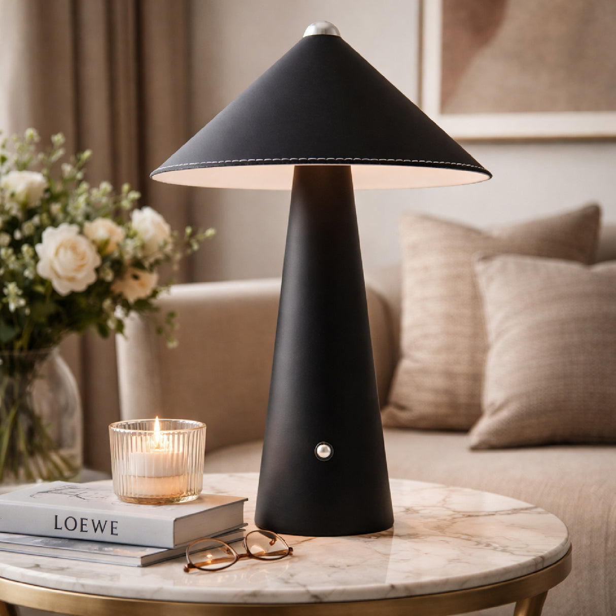 Modern European furniture - Brushed Leather Accent Table Lamp - www.oroa.com | Oroa.com