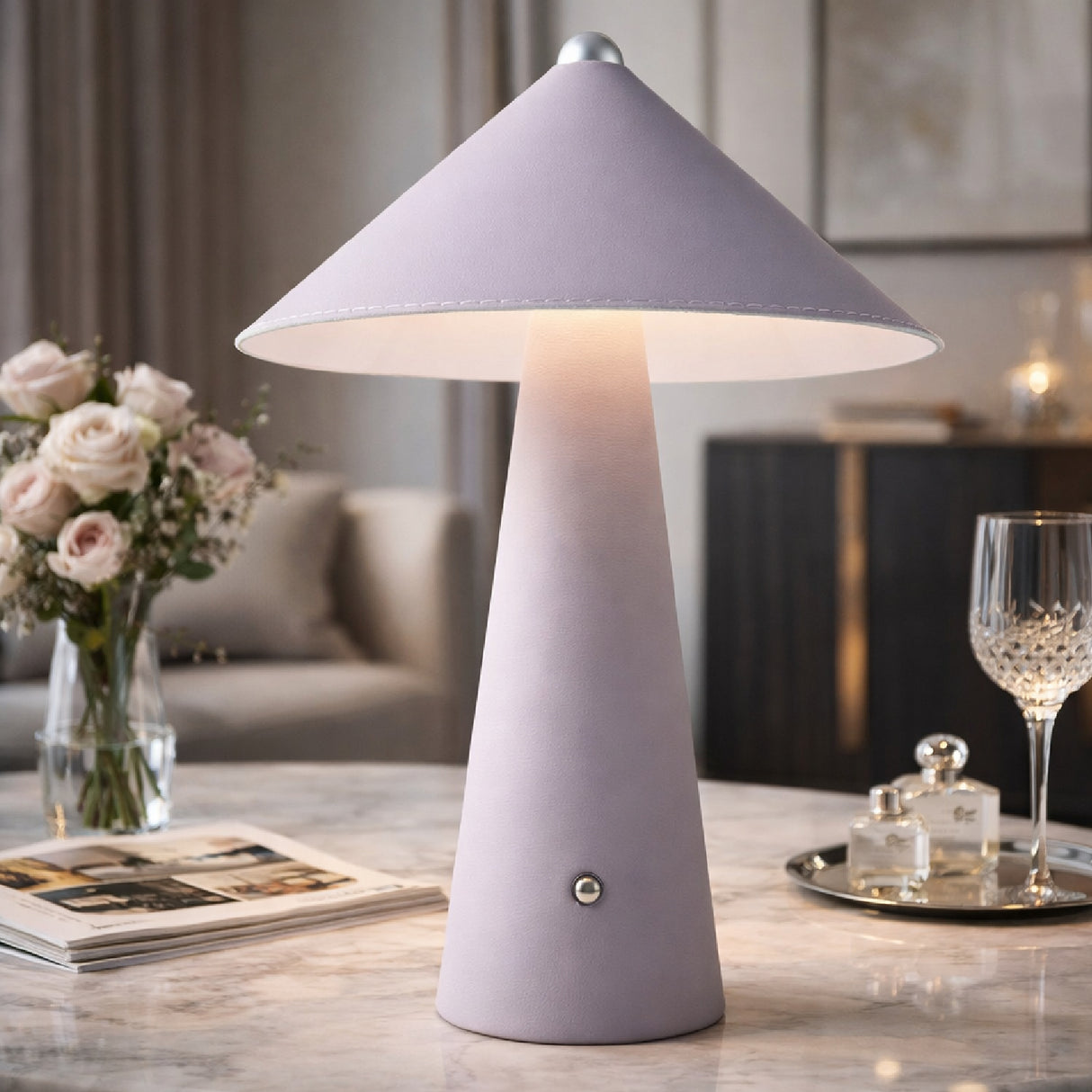 Modern European furniture - Brushed Leather Accent Table Lamp - www.oroa.com | Oroa.com