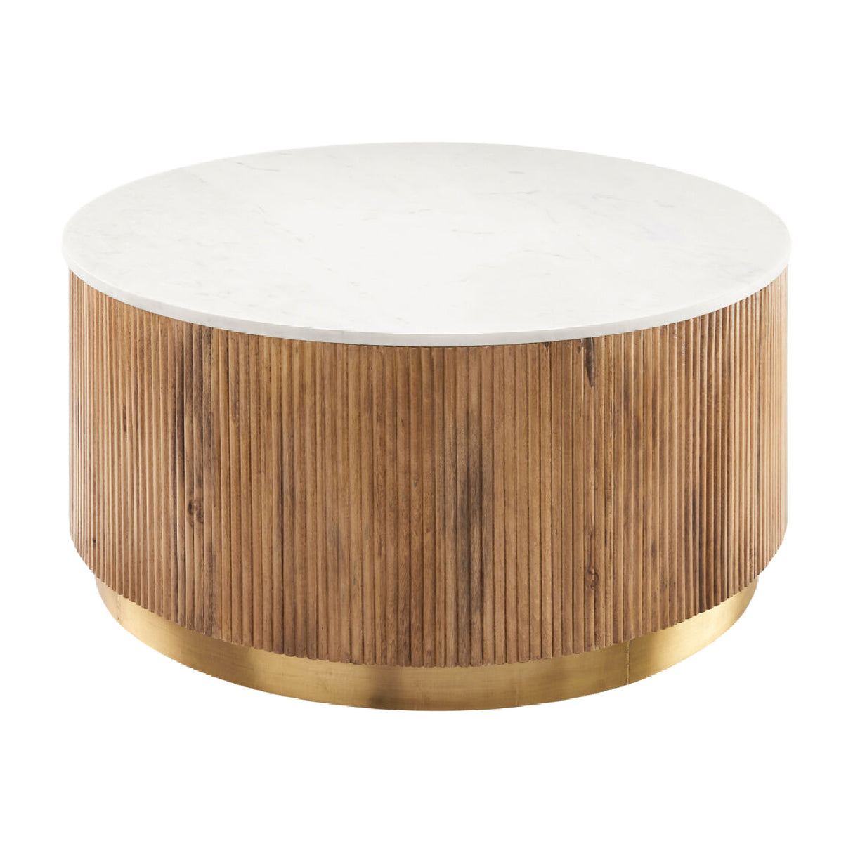 Modern furniture - Reeded Wood Marble Coffee Table - www.oroa.com | Oroa.com